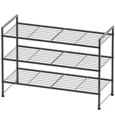 Simple Houseware front view of 3-tier shoe rack showing organized shoes and tidy entryway