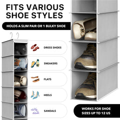 Simple Houseware organizer hung in closet holding shoes and accessories for better space use