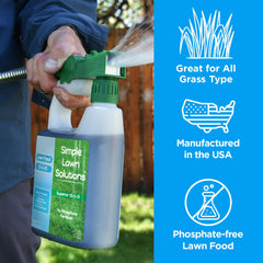 Simple Lawn Solutions líquido derramándose destaca textura y fácil mezcla