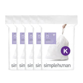 simplehuman front pack of Code K liners showing count and fit benefit