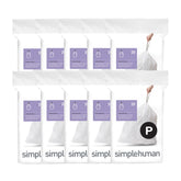 simplehuman front packaging showing Code P liners and quick-dispense convenience