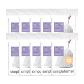 simplehuman front packaging showing Code Q liners and tidy storage benefit