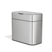 simplehuman front view brushed stainless caddy shows compact, modern design and durability