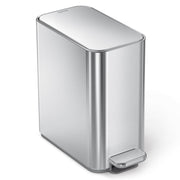 simplehuman slim step can front view showing compact profile and tidy look