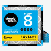 Simply front packaging showing six-pack and size, clear purchase benefit