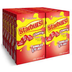 SINGLES TO GO! Starburst frente del empaque mostrando 12 cajas y 72 sobres, conveniente