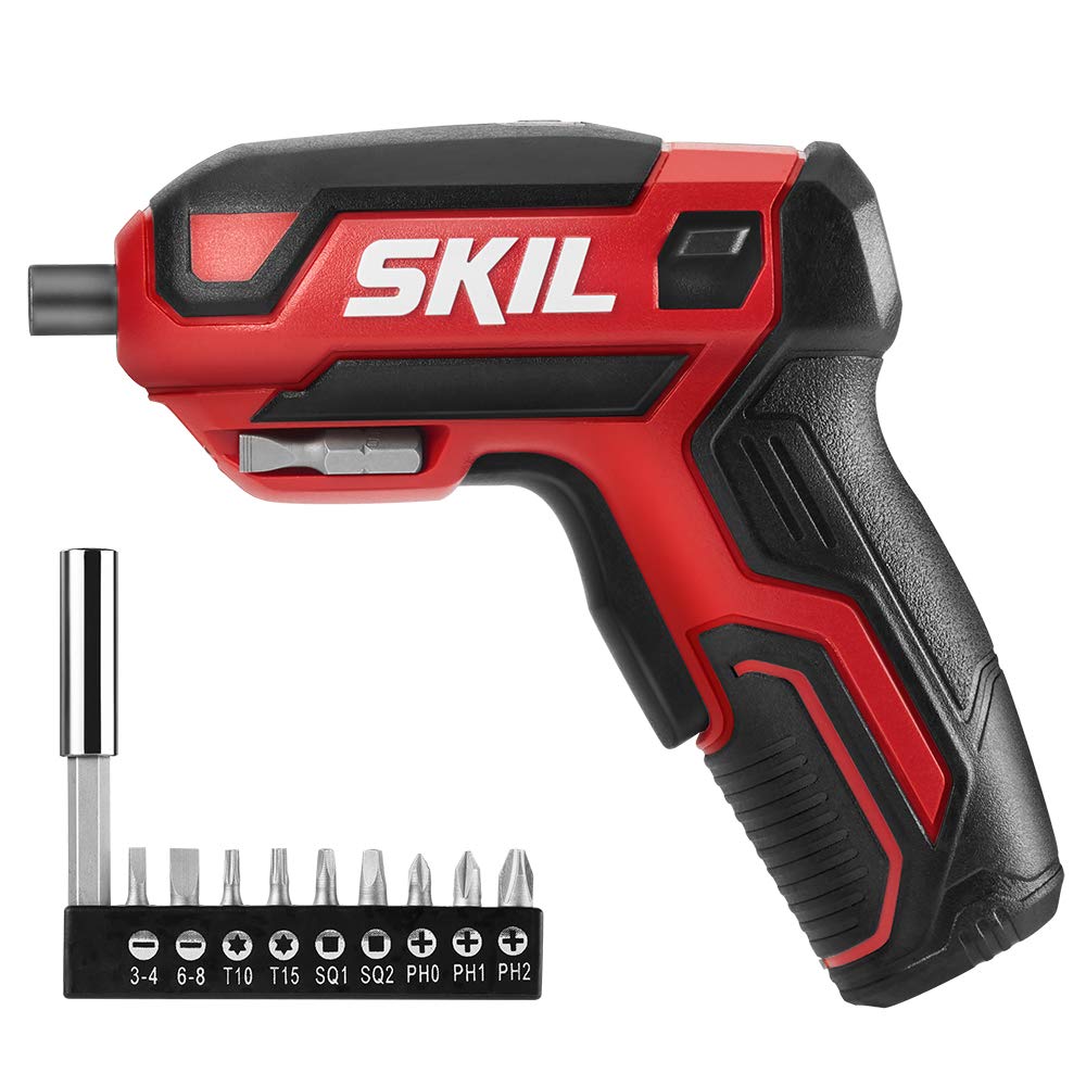 SKIL vista frontal del atornillador mostrando diseño compacto y control ergonómico