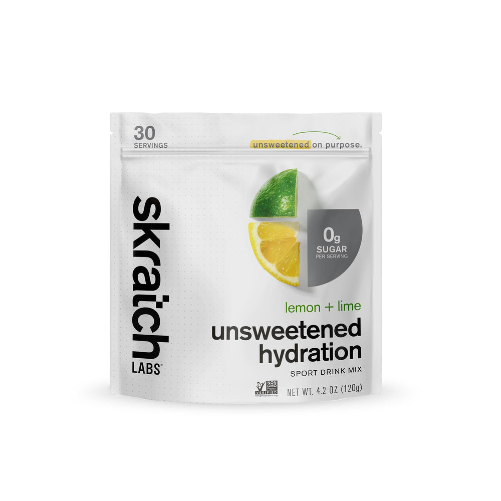 Skratch Labs envase frontal Lemon Lime mostrando el tamaño y número de servicios