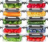 Skroam front view of ten-pack 22 oz glass containers showing neat packaging and durability