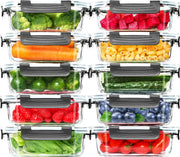 Skroam front view of ten-pack 22 oz glass containers showing neat packaging and durability