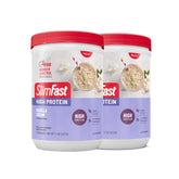 SlimFast front packaging showing Vanilla Cream flavor and benefits