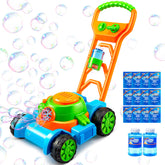 Sloosh front packaging showing bubble mower and included solutions benefits quick play