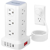 SMALLRT frente torre con 12 enchufes y 4 USB para carga ordenada