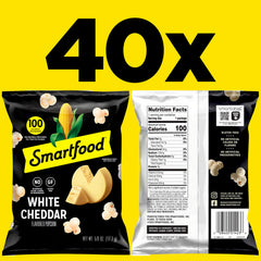 Smartfood open bag with popcorn spilling, showing convenient single-serve benefit