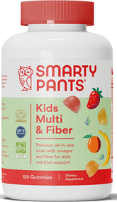 Smartypants frasco frontal mostrando 120 gomitas y etiquetado claro