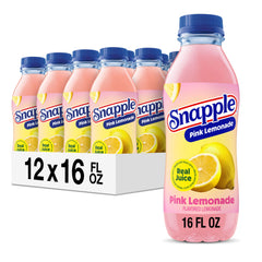 Snapple botella frontal mostrando etiqueta y color refrescante