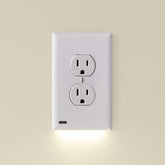 SnapPower placa frontal blanca mostrando LED integrado y estética limpia