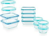 Snapware front packaging showing full glass container set and clear organization benefit