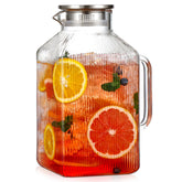 Snuvid front view of pitcher showcasing square stripes and handle for elegant serving