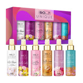 So...? caja frontal del set mostrando seis sprays, ideal para regalo