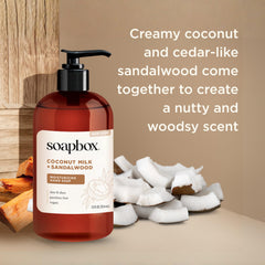 Soapbox espuma cremosa en mano, limpieza suave y nutritiva