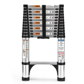 Soctone ladder front view showing compact folded form and brand for easy storage