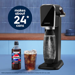 sodastream botella MTN Dew Code Red Zero enfocada en etiqueta vibrante