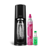 sodastream TERRA front view in black showing slim countertop design and easy access