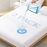 Softhour front packaging showing two twin waterproof protectors and benefits