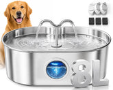SohoTeco front view of fountain showing stainless finish and spout, durable design benefit