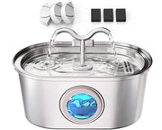 SohoTeco fountain front view showing sleek stainless steel for hygienic drinking
