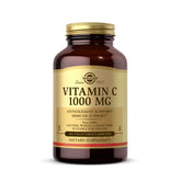 Solgar caja frontal mostrando Vitamina C 1000 mg y beneficio de dosis alta