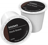 Solimo cápsulas Dark Roast frontal mostrando caja y cantidad útil