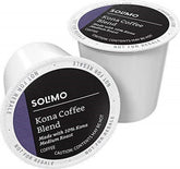 Amazon Brand - Solimo front packaging showing 100-count pods and blend benefit