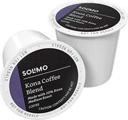 Amazon Brand - Solimo front packaging showing 100-count pods and blend benefit