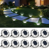 SOLPEX vista frontal del paquete de 10 luces solares para jardín, ilumina caminos