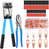 Solsop front view of crimper kit showing tool and accessories for ready use