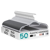 SONGMICS front view of pack of 50 hangers showing compact storage benefit