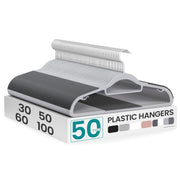 SONGMICS front view of pack of 50 hangers showing compact storage benefit
