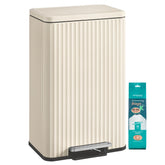 SONGMICS cream white front view shows sleek fluted design and space-saving benefit