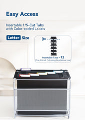 SortRax insertable 1/5-cut tab detail with colorful label for clarity