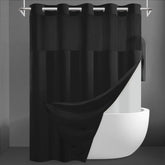 SORTTO cortina de ducha frontal negra con acabado tipo hotel, elegante y resistente