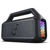 Soundcore Boom 2 front view showing speaker grille and brand, delivers powerful outdoor audio