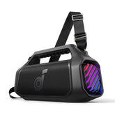 Soundcore Boom 2 Plus front view showing grille and logo, ideal for clear stereo sound