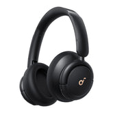 Soundcore Life Q30 front view showing sleek matte finish and driver housings for premium look