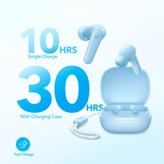 Soundcore P20i auricular en oreja mientras corres, ajuste estable y cómodo
