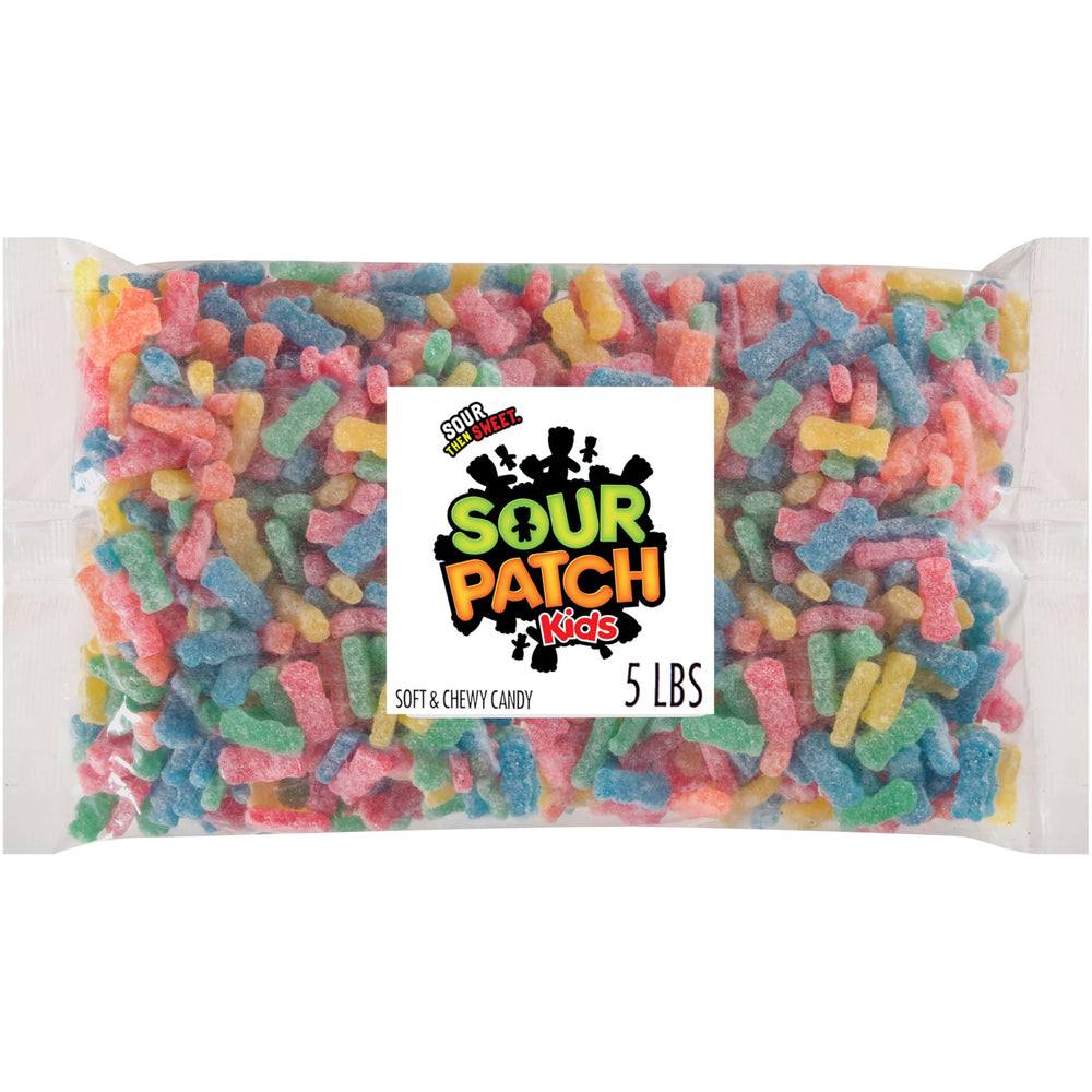 SOUR PATCH KIDS front of bag showing brand and bulk size benefit