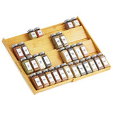 SpaceAid front view showing expandable bamboo organizer and neat spice display