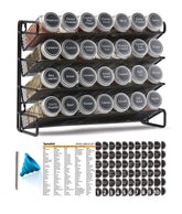 SpaceAid organizador frontal mostrando 28 frascos, ahorro de tiempo en cocina