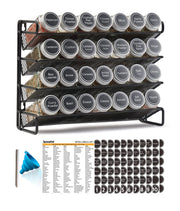 SpaceAid organizador frontal mostrando 28 frascos, ahorro de tiempo en cocina
